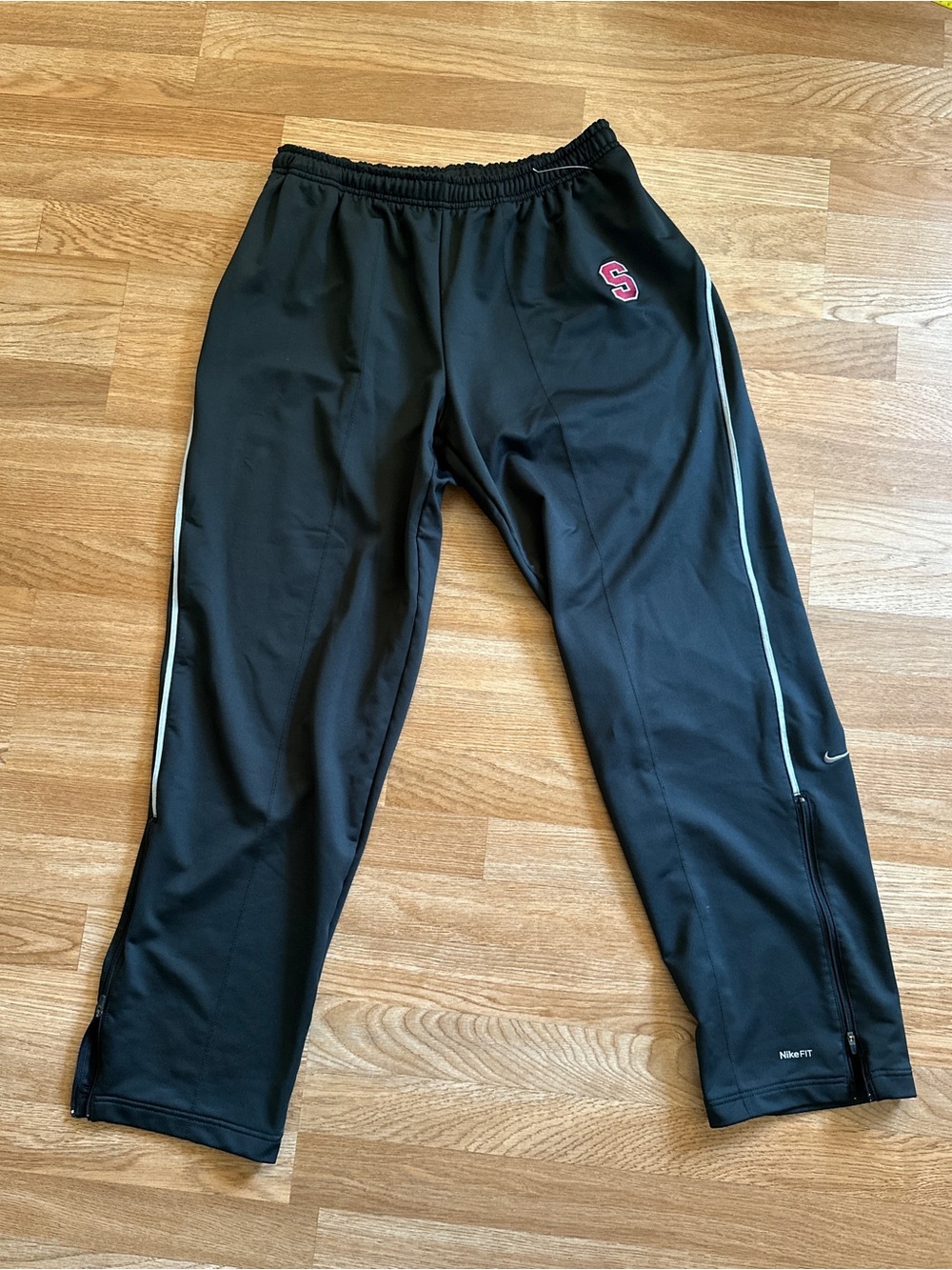 Nike Black Men’s Athletic Joggers with White Side Piping and Pink Logo